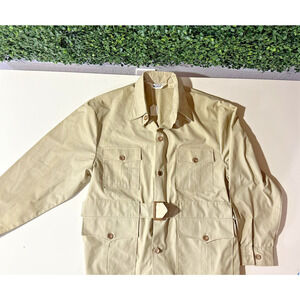 Vintage Woolrich Jacket Mens XL Tan Safari Belted Hunting Utility Pockets 70s